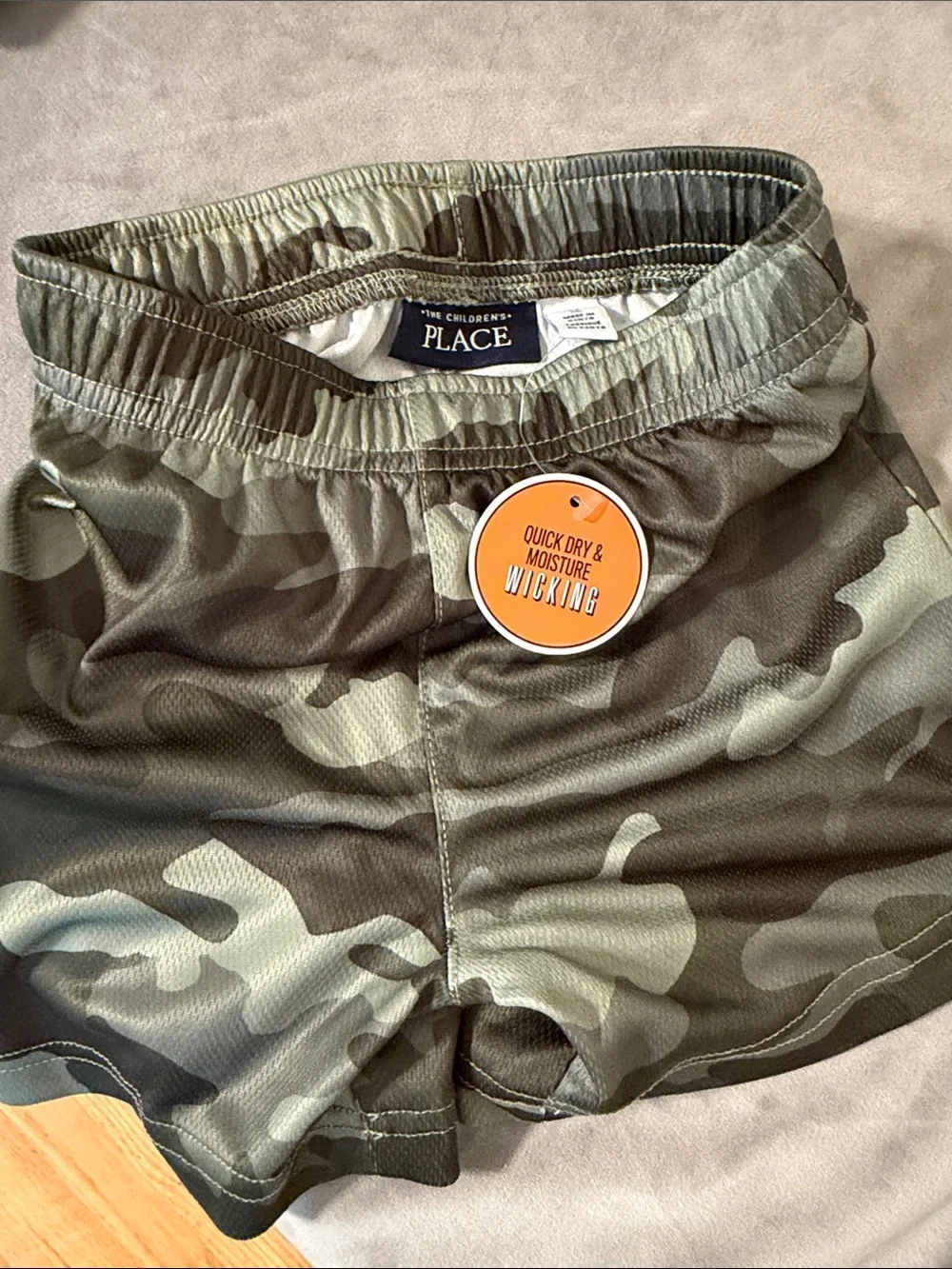 The Children's Place Green and Brown Camo Swim/Active Shorts